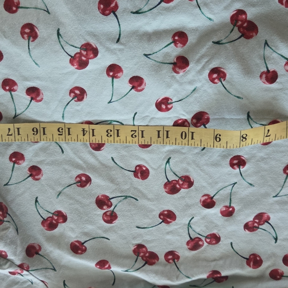 Retro Chic Cherry Patterned Sky Blue Top - Picture 7 of 8